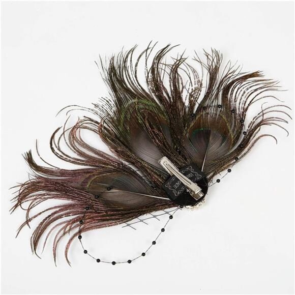 Fascinator Peacock Feather Hair Clips 05 - Picture 4 of 4